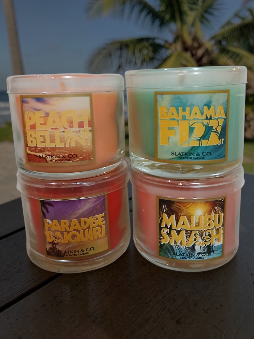 Peach Bellini, Bahama Fizz, Paradise Daiquari, Malibu Smash Mini Candle Set